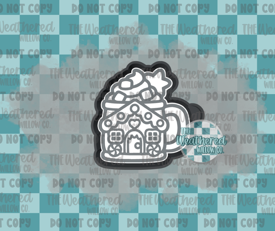 Gingerbread house mug - Silicone Freshie Mold