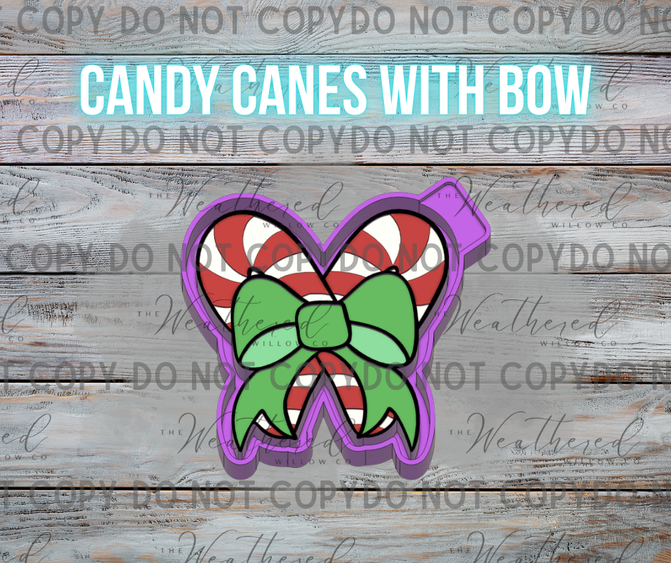 Candy Canes with bow - Silicone Freshie Mold