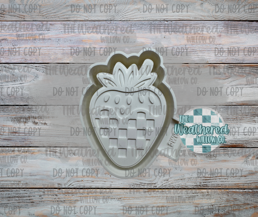 Checkered dipped strawberry - Silicone Freshie Mold