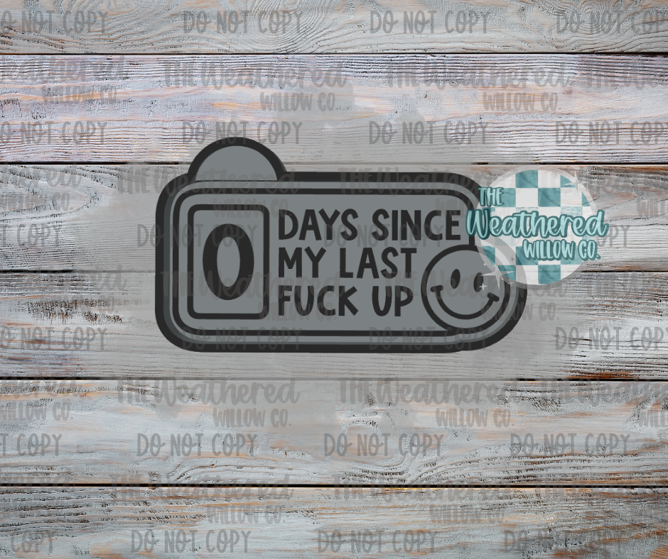 0 days since my last f*ck up - Silicone Freshie Mold