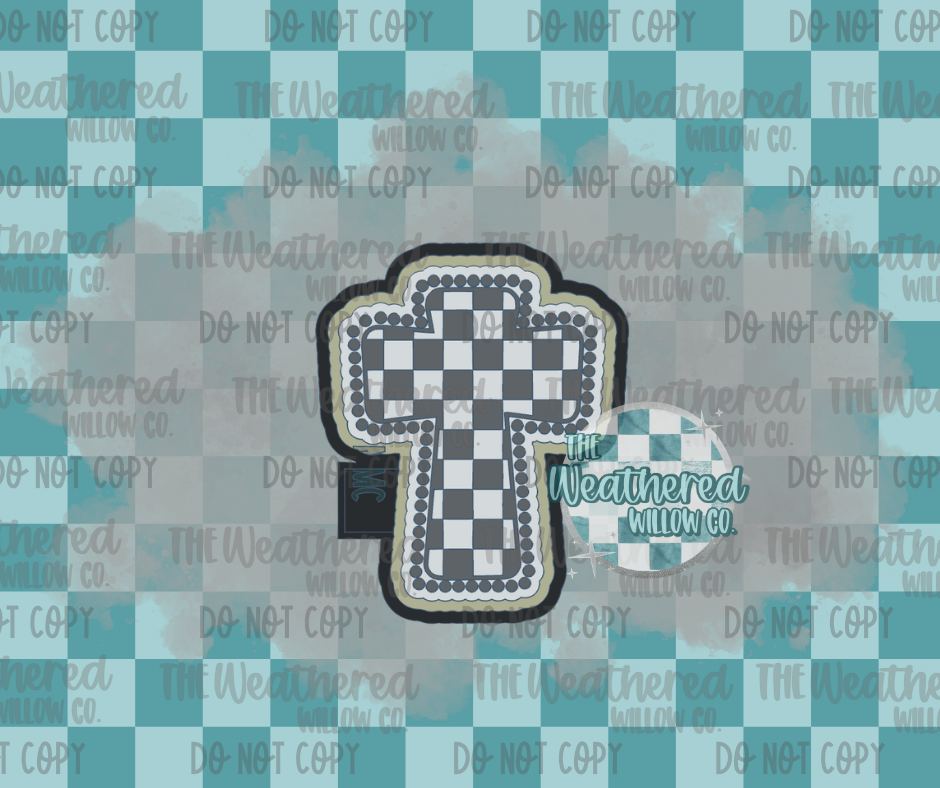 Turquoise checkered cross - Silicone Freshie Mold