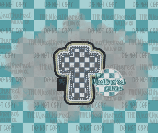 Turquoise checkered cross - Silicone Freshie Mold
