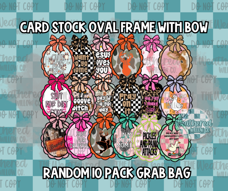 Card stock Oval Frame With Bow FULL Card Stock - Premium Cardstock Grab Bag