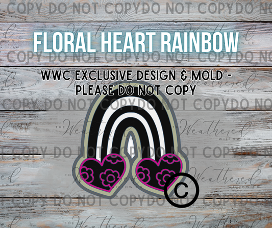 Floral Heart Rainbow; WWC EXCLUSIVE DESIGN - Silicone Freshie Mold