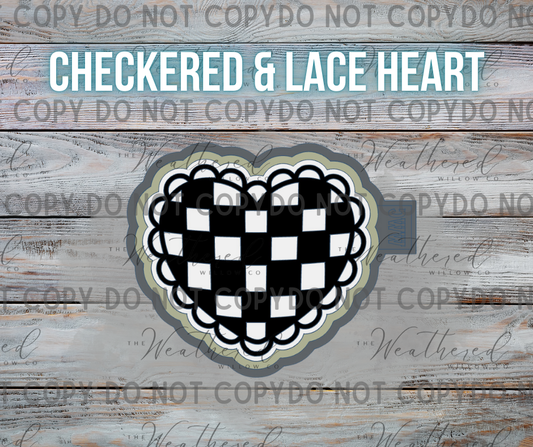 Checkered & Lace Heart - Silicone Freshie Mold