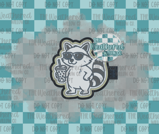 Cool raccoon with iced coffee - Silicone Freshie Mold