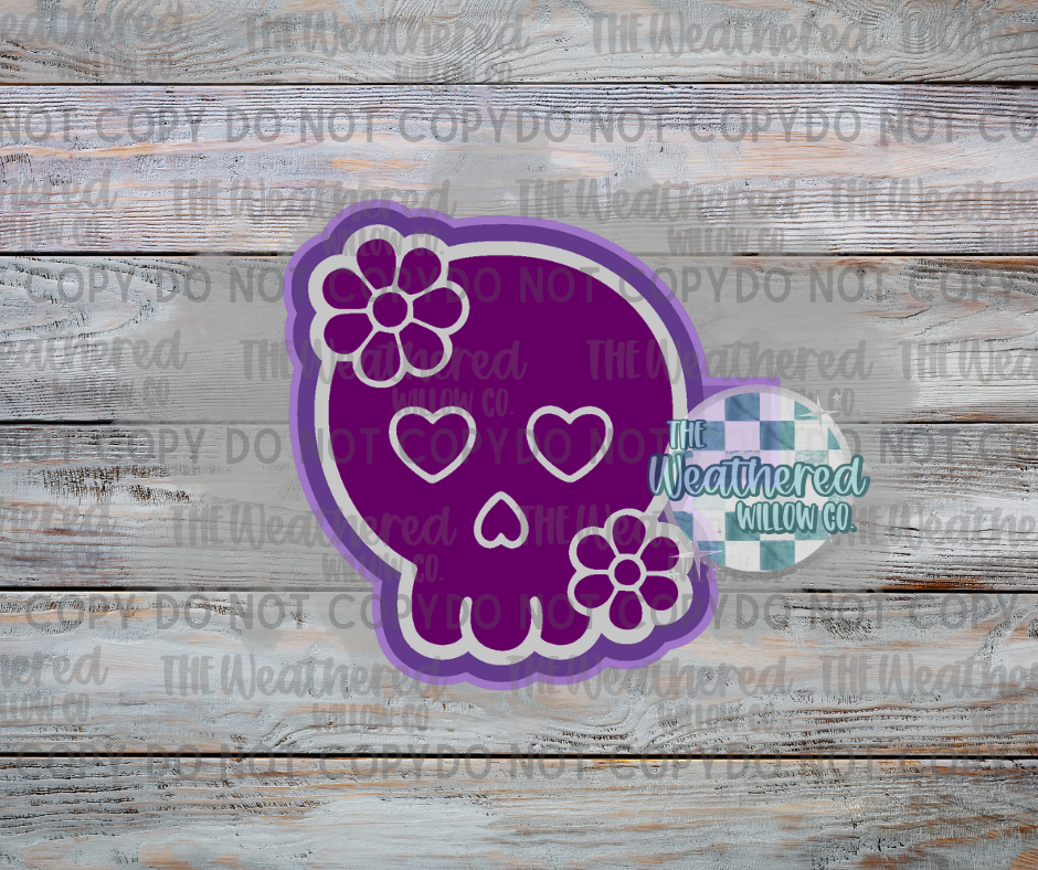 Simple skull with flowers - Silicone Freshie