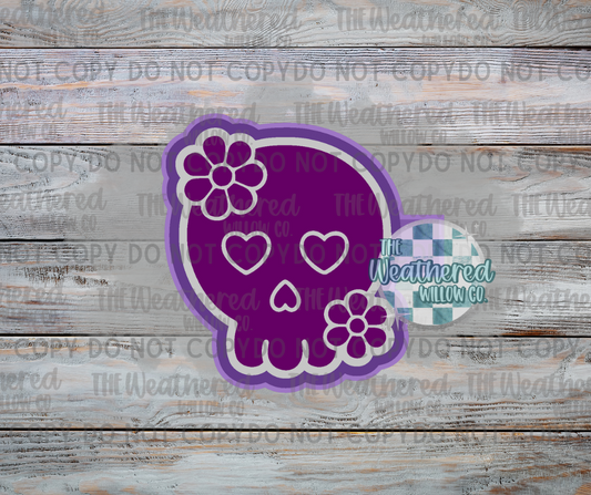 Simple skull with flowers - Silicone Freshie