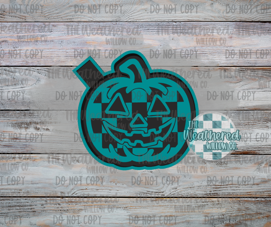 Checkered jack-o pumpkin - Silicone Freshie Mold