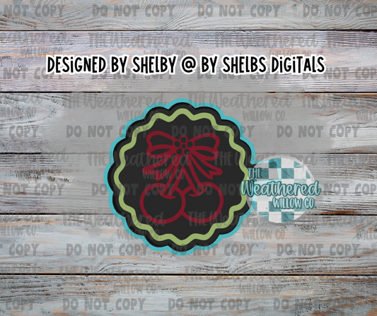 Framed cherries with bow - Silicone Freshie Mold