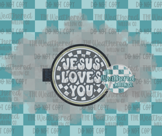 Jesus loves you checkered round - Silicone Freshie Mold