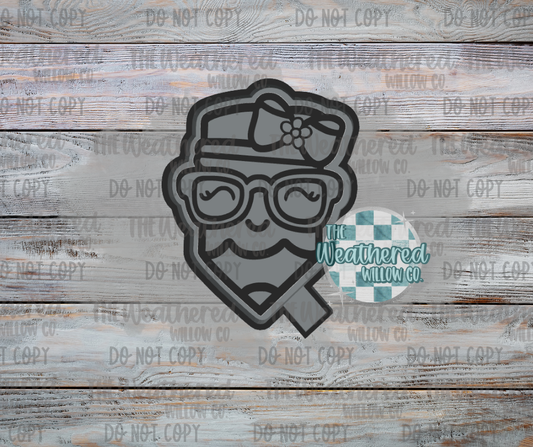 Cute pencil with glasses - Silicone Freshie Mold