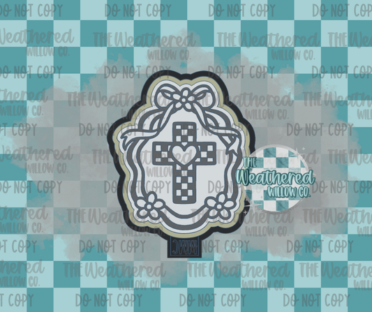 Framed checkered cross - Silicone Freshie Mold