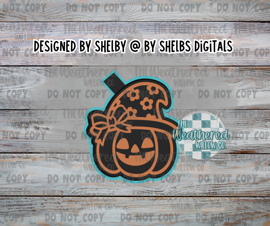 Pumpkin with floral witch hat - Silicone Freshie Mold