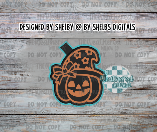 Pumpkin with floral witch hat - Silicone Freshie Mold