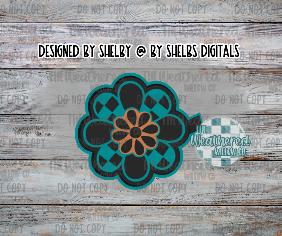 Checkered concho flower - Silicone Freshie Mold