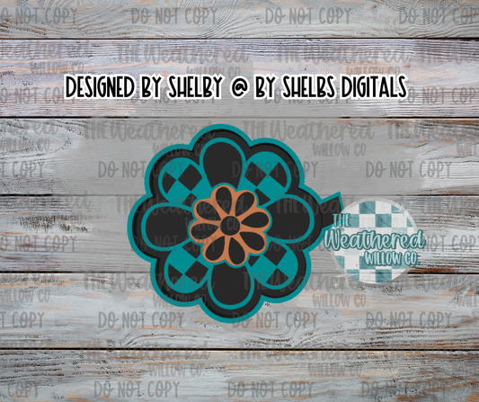 Checkered concho flower - Silicone Freshie Mold