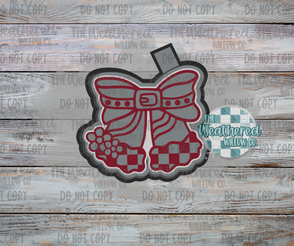 Groovy checkered Santa Bow - Silicone Freshie Mold