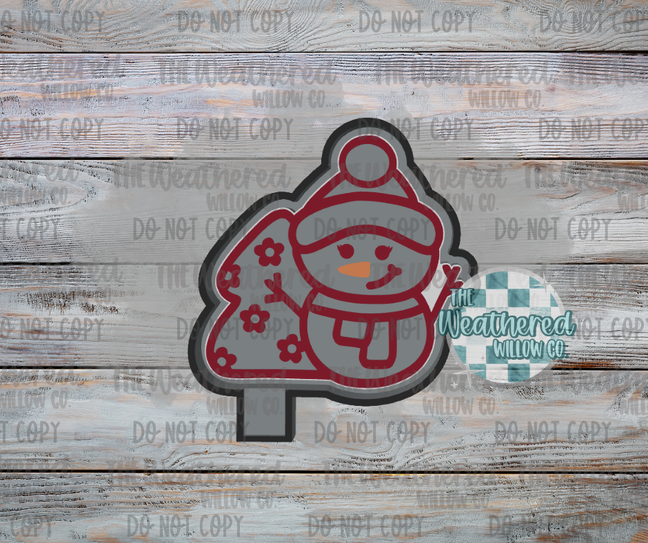 Snowman with floral tree - Silicone Freshie Mold