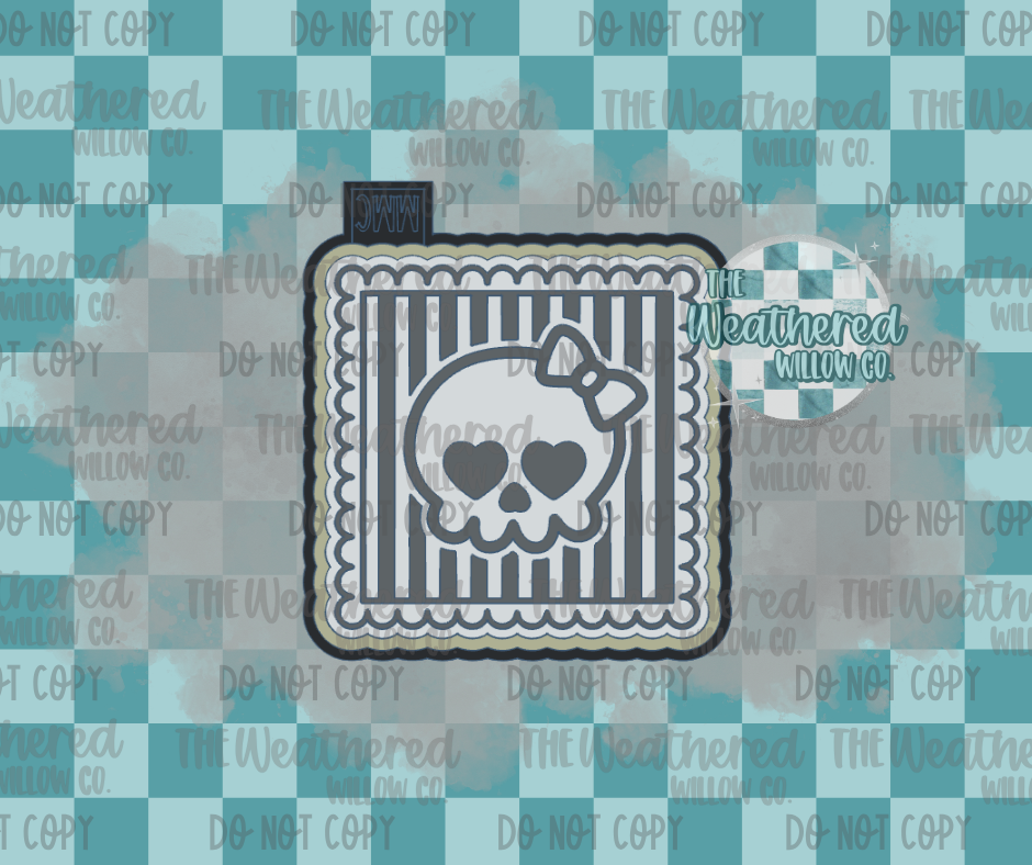 Striped Skull Stamp - Silicone Freshie Mold
