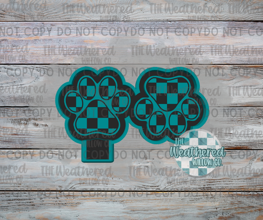 VENT SET; Checkered paw print - Silicone Freshie Mold