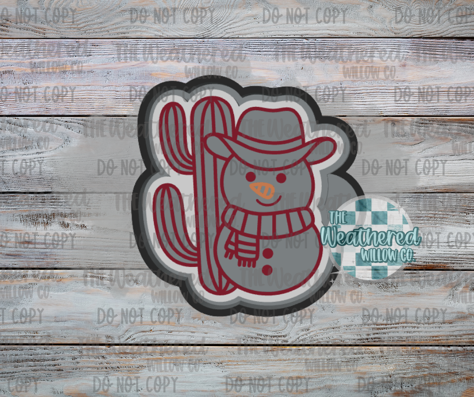 Snowman with cactus - Silicone Freshie Mold