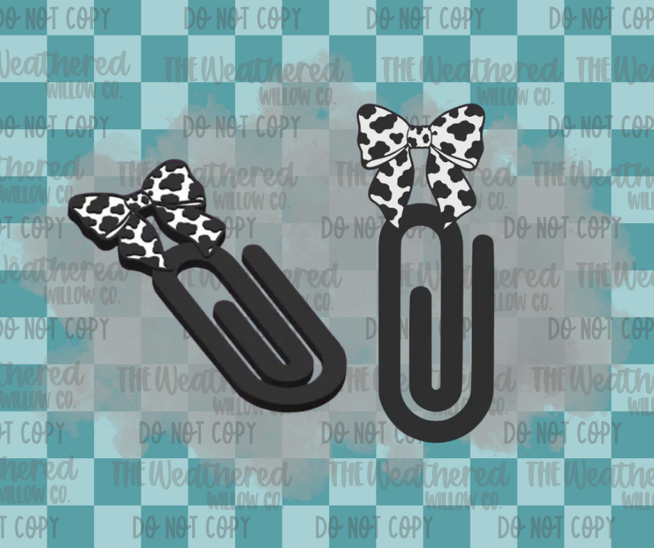 Cow Print Bow - Jumbo Paper Clip Bookmark