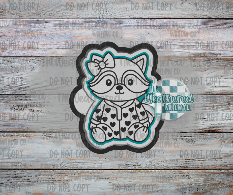 Heart PJ Raccoon - Silicone Freshie Mold