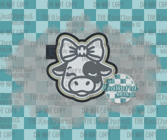 Winking cow with head bow - Silicone Freshie Mold