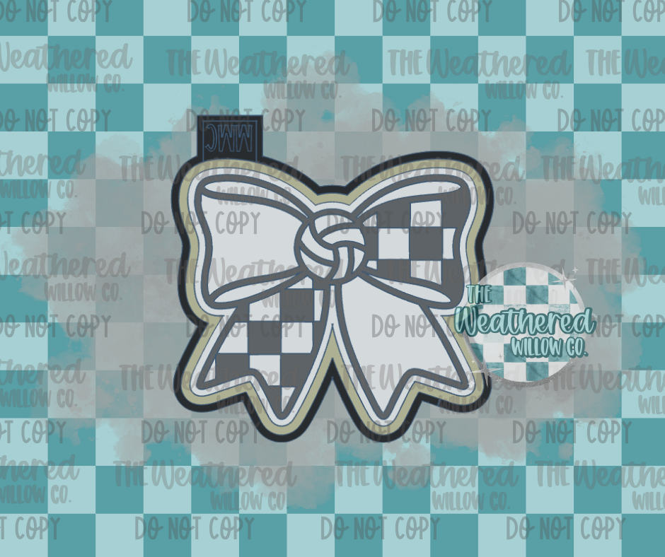 Volleyball Checkered Bow - Silicone Freshie Mold