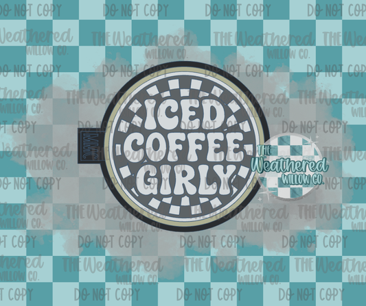 Checkered circle iced coffee girly - Silicone Freshie Mold
