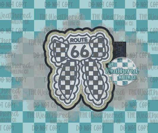 Route 66 Checkered Bow - Silicone Freshie Mold