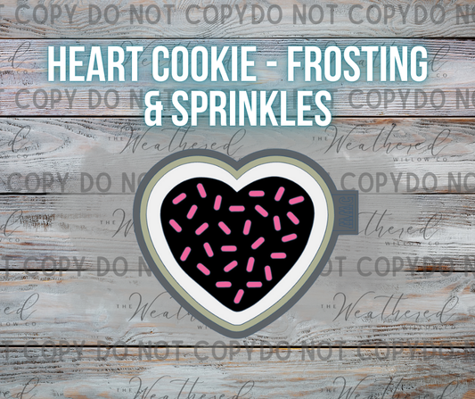 Heart Cookie with Frosting & Sprinkles - Silicone Freshie Mold