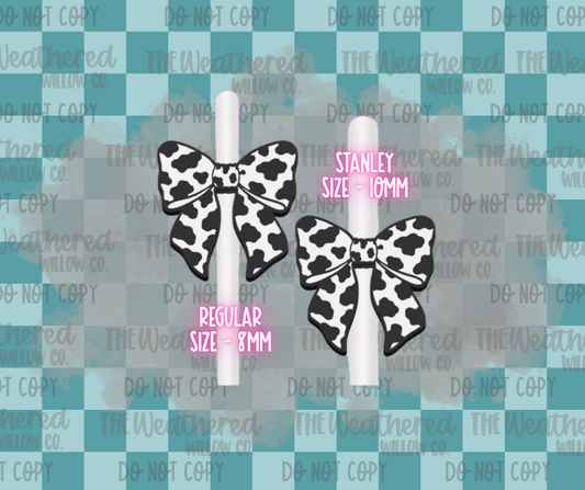 Cow Print Bow - Straw Topper