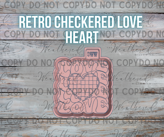 Retro checkered love heart - Silicone Freshie Mold