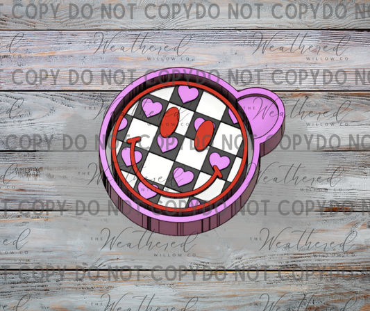 Heart Checkered Smiley - Silicone Freshie Mold