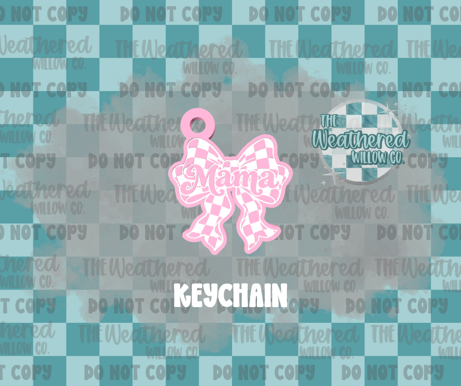 Checkered Mama Bow - Keychain
