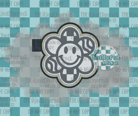 Groovy checkered daisy smiley - Silicone Freshie Mold
