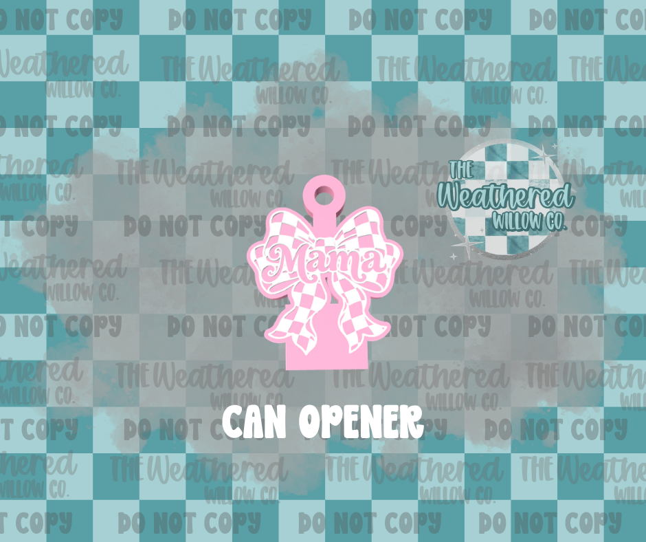Checkered Mama Bow - Can Opener/Nail Saver