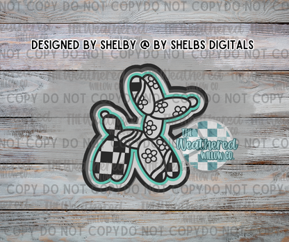 Groovy & Checkered Balloon Dog - Silicone Freshie Mold