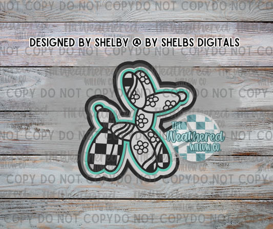 Groovy & Checkered Balloon Dog - Silicone Freshie Mold