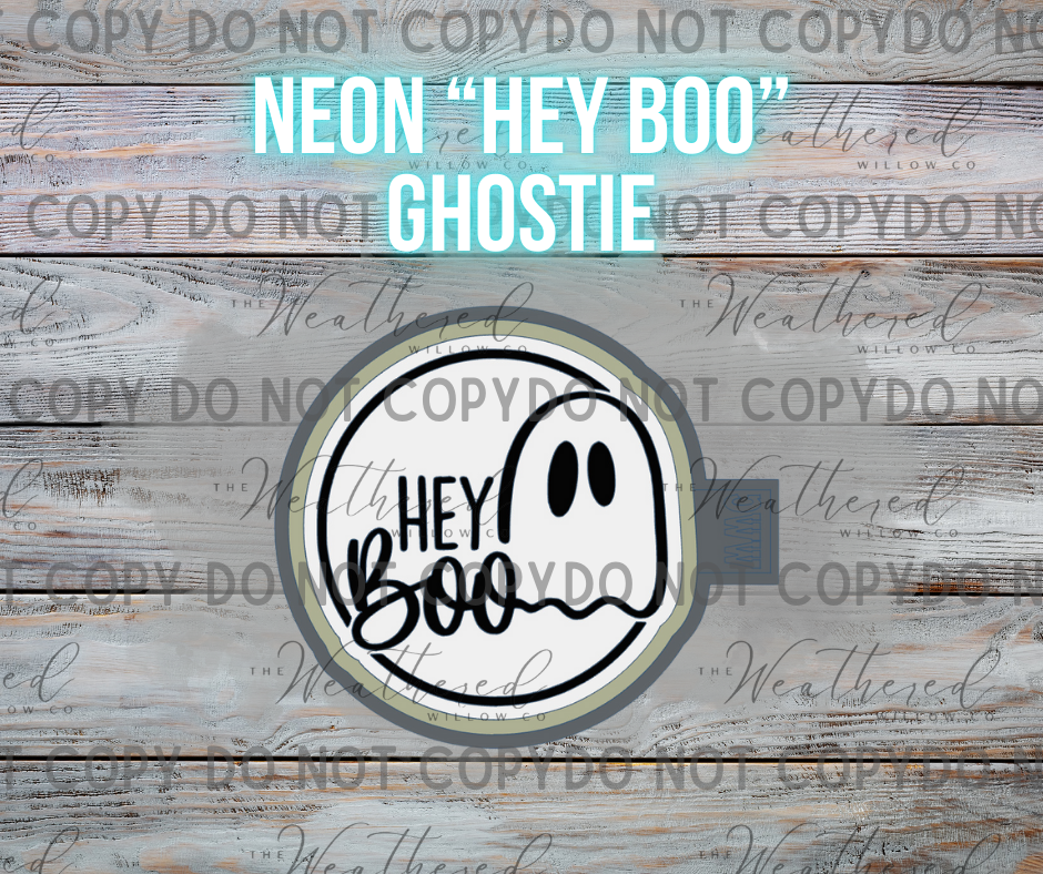 Hey Boo Ghostie Neon Round - Silicone Freshie Mold