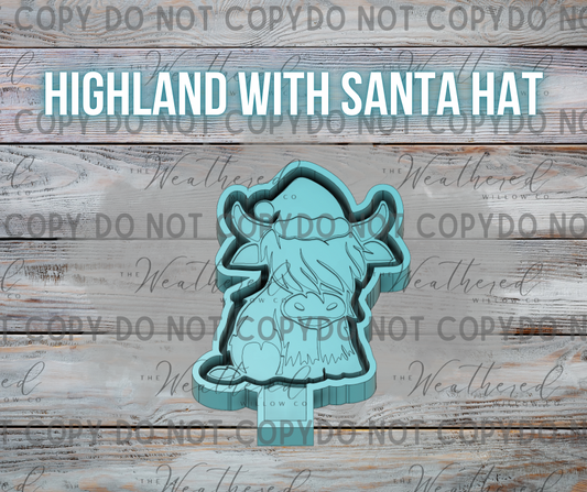 Highland with Santa hat- Silicone Freshie Mold