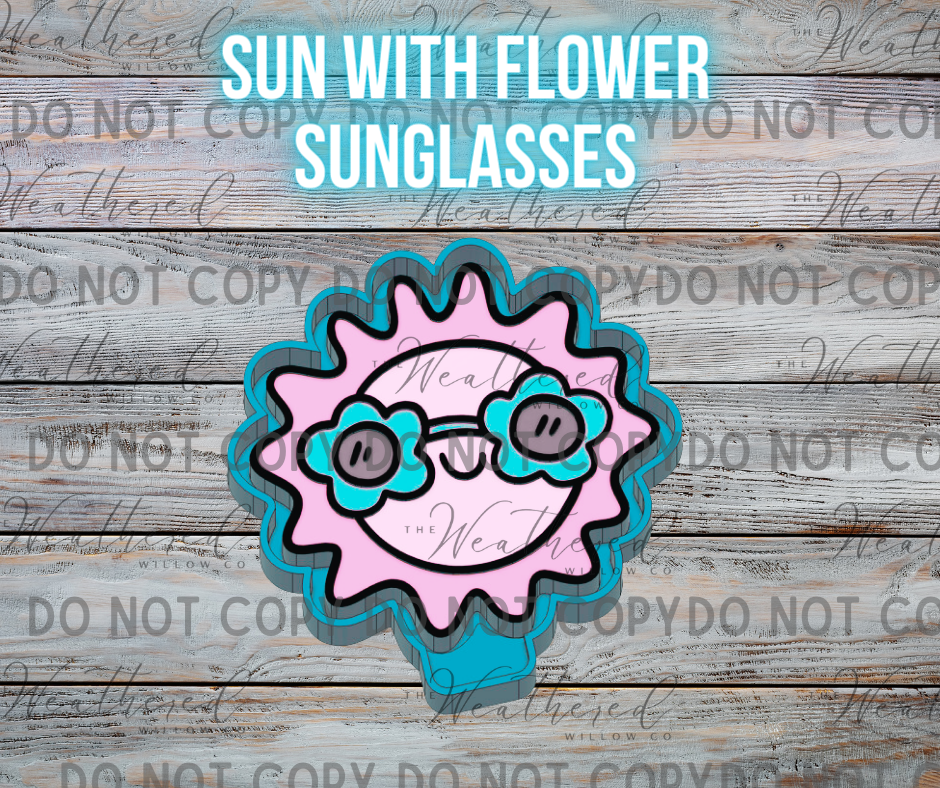 Sun with flower sunglasses - Silicone Freshie Mold