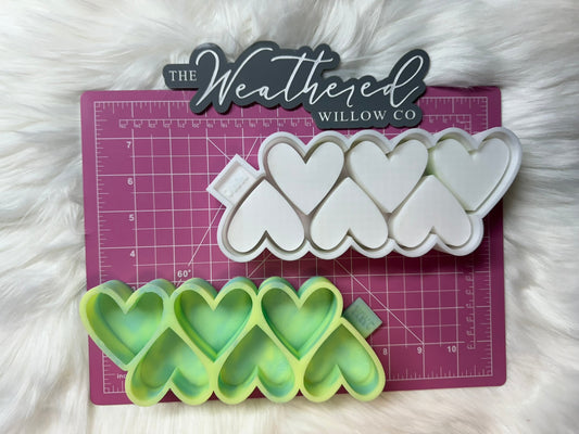 Hearts - 6pc - Sample/Wax Tart Tray Silicone Mold