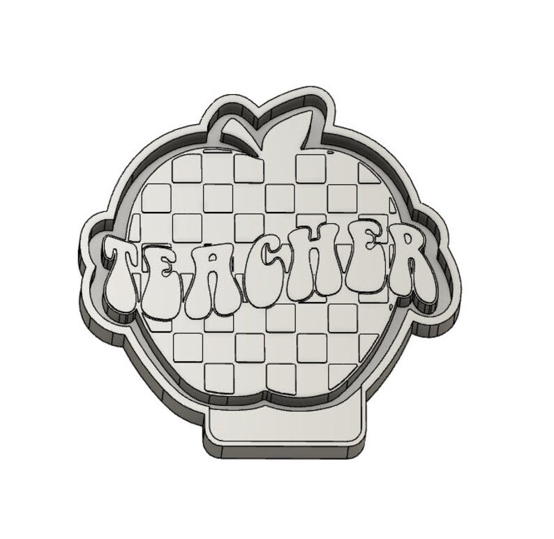 Checkered apple "Teacher" - Silicone Freshie Mold