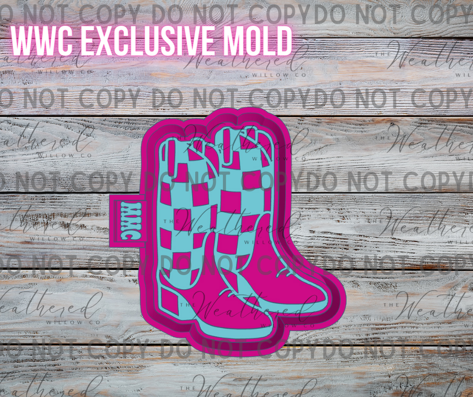 Checkered boots; WWC EXCLUSIVE MOLD - Silicone Freshie Mold