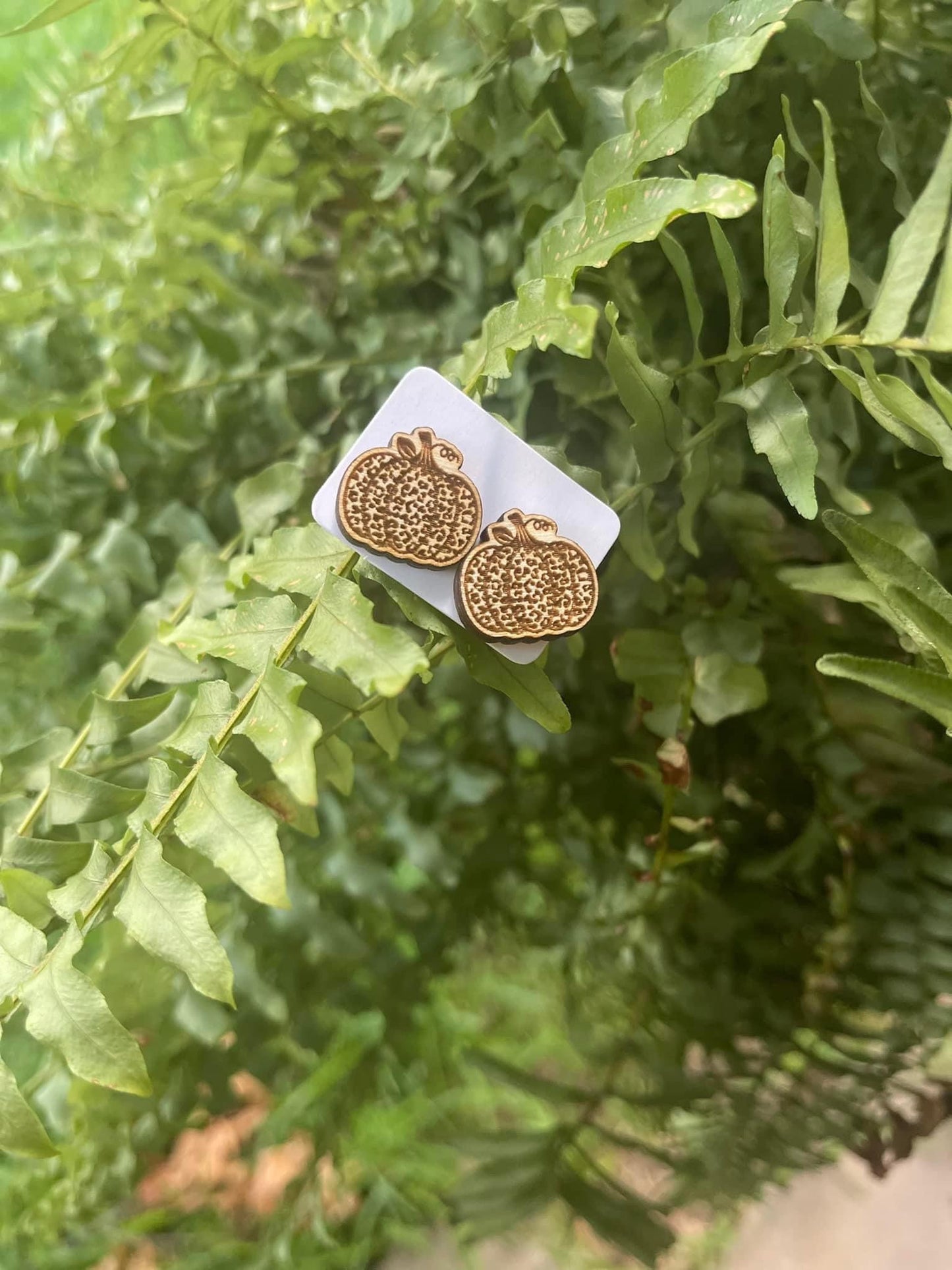 Leopard print pumpkin earrings