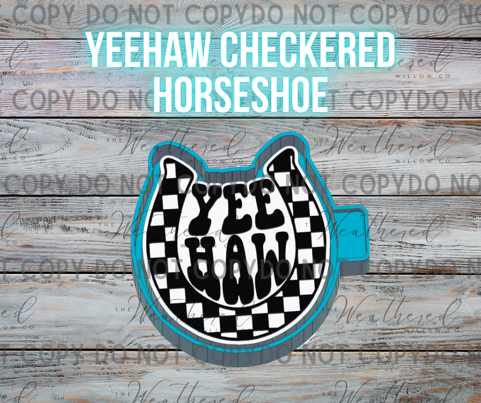 Yeehaw Checkered Horseshoe - Silicone Freshie Mold