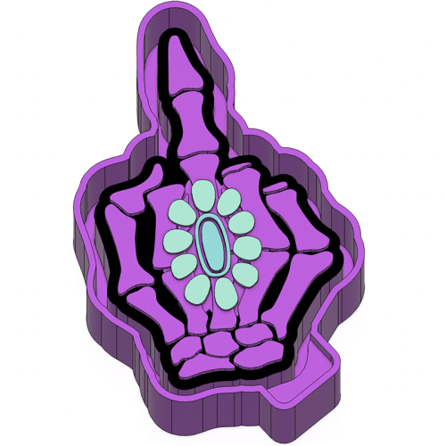 Skully middle finger with gem - Silicone Freshie Mold